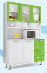 Armário de Cozinha com 6 Portas, 3 Gavetas Itanova Vidro - Itatiaia