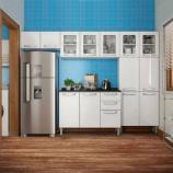 Cozinha Evidence completa de aço com paneleiro, balcão e armários 4 módulos - branco